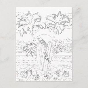 Beach Surfboards Adult Coloring Postcard