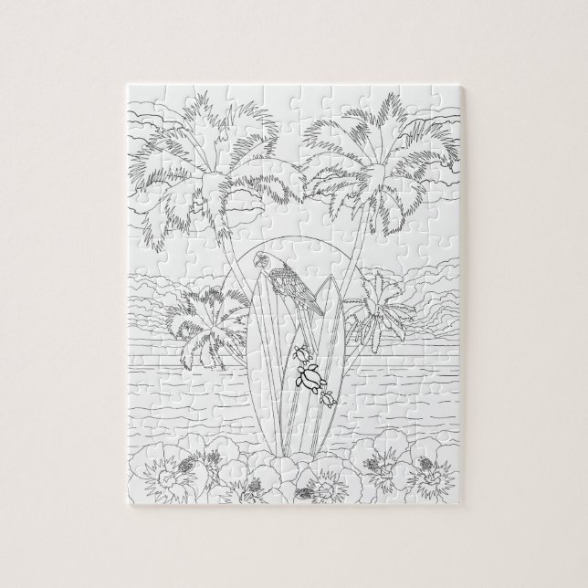 Beach Surfboards Adult Coloring Puzzle (Vertical)