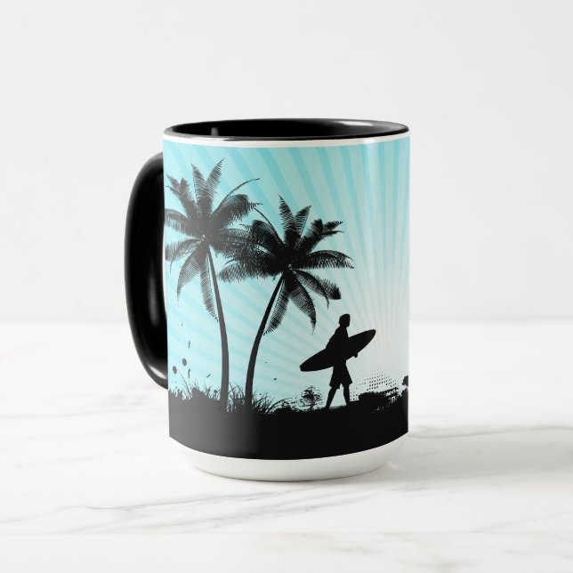 Beach Surfer custom name mugs (Front Left)