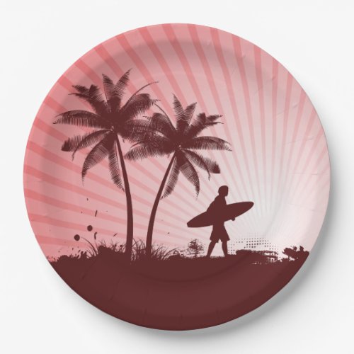Beach Surfer paper plates