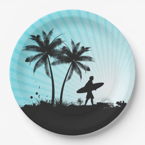 Beach Surfer paper plates