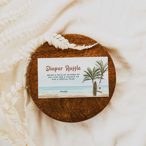 Beach Surfing Baby Shower Diaper Raffle Ticket