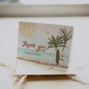 Beach Surfing Baby Shower Letterpress Thank You Card