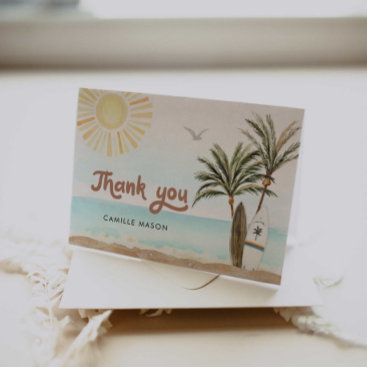 Beach Surfing Baby Shower Thank You Card