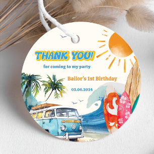 Beach Surfing Birthday Party   Classic Round Sticker