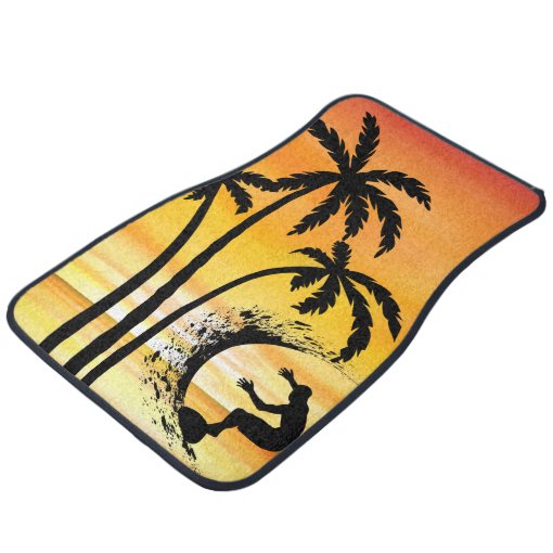 Green Palm Tree Hawaiin Print Floor Mat