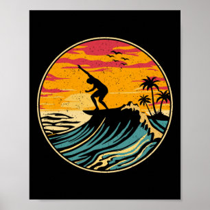Beach Surfing Surfboard Tees Vintage Surfer Retro Poster