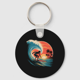 Beach Surfing Surfboard Vintage Retro Surfboarder Keychain