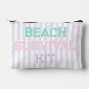 Beach Survival Kit Cute Pastel & Lavender Stripes 