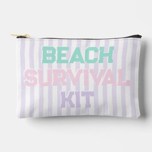 Beach Survival Kit Cute Pastel  Lavender Stripes  Accessory Pouch