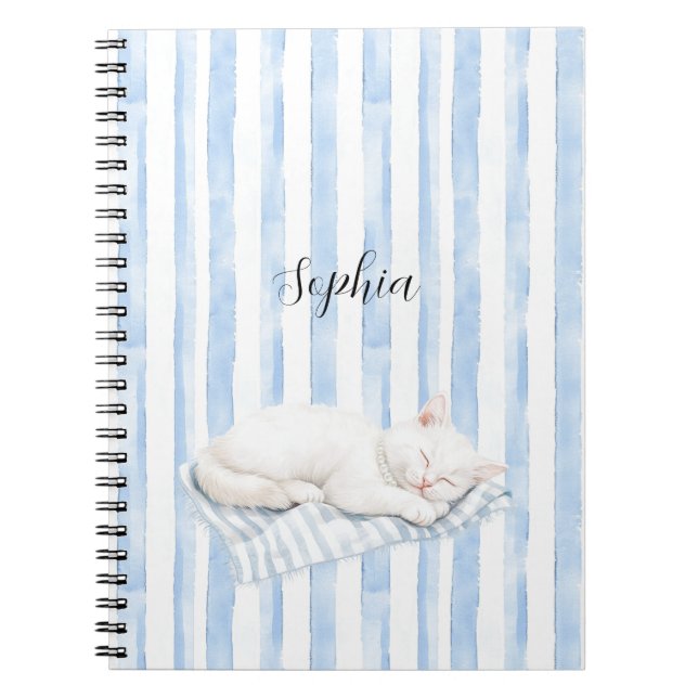 Beach Sweet Dreams Cat on Towel Notebook (Front)