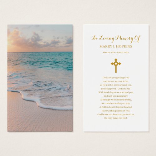 Beach Sympathy Funeral Memorial Prayer Cards