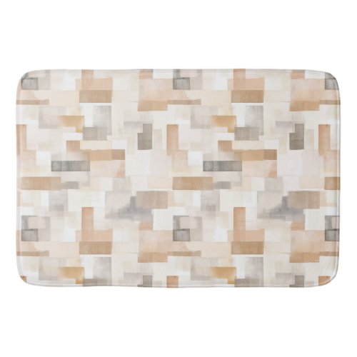 Beach Tan Neutral Geomeric Square Bath Mat