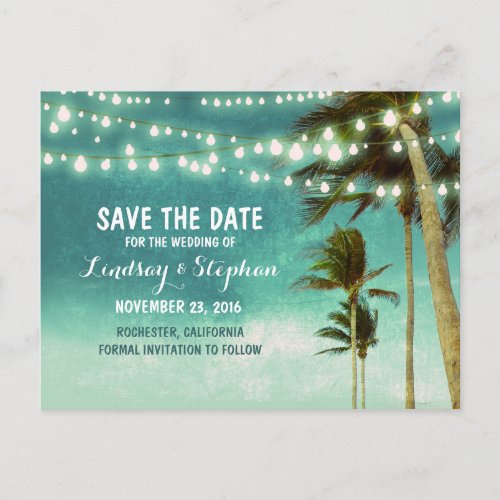 beach teal ombre save the date postcards