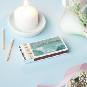 Beach Teal White Nautical Ocean Waves Matchboxes