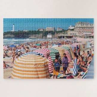 Beach Tents, Biarritz Jigsaw Puzzle