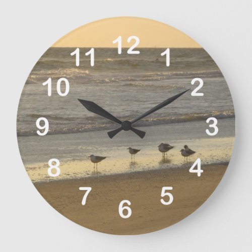 Beach Terns Seagulls Birds Ocean Numbers Large Clock