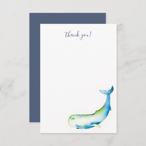Beach Thank You Cards Blue Watercolor Whale