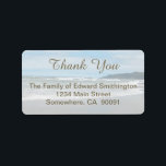 Beach Thank You Label<br><div class="desc">This lovely beach scene makes a beautiful thank you address label. The Thank You appears in the sky and the return address appears in the ocean. Copyright sympathythankyou</div>