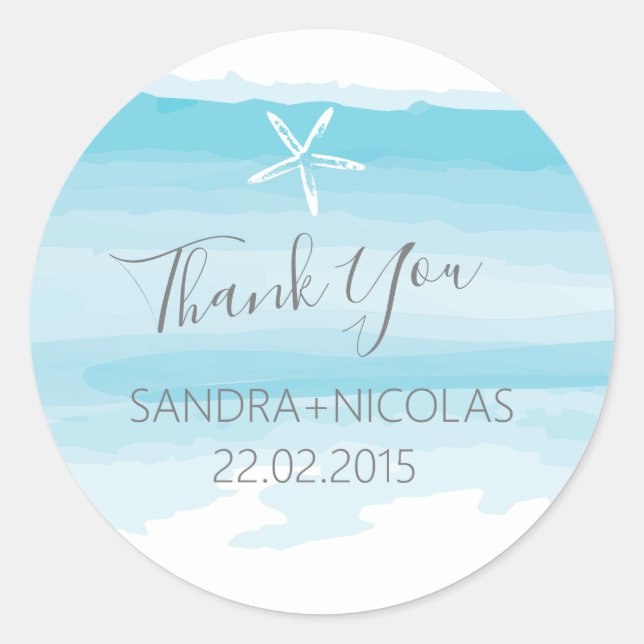 Beach Thank you wedding stickers (Front)