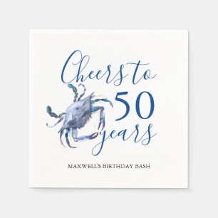 Beach Theme 50th Birthday Cocktail Napkins