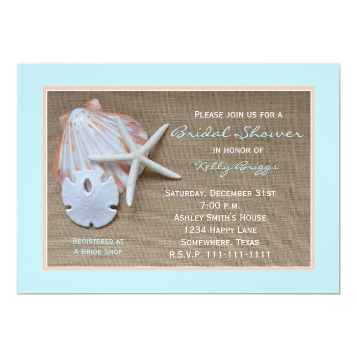 Beach Theme Bridal Shower Invitation -- Burlap | Zazzle