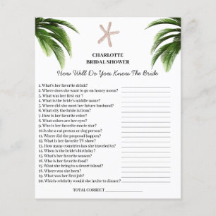 Beach Theme Bridal Shower Trivia Question Flyer