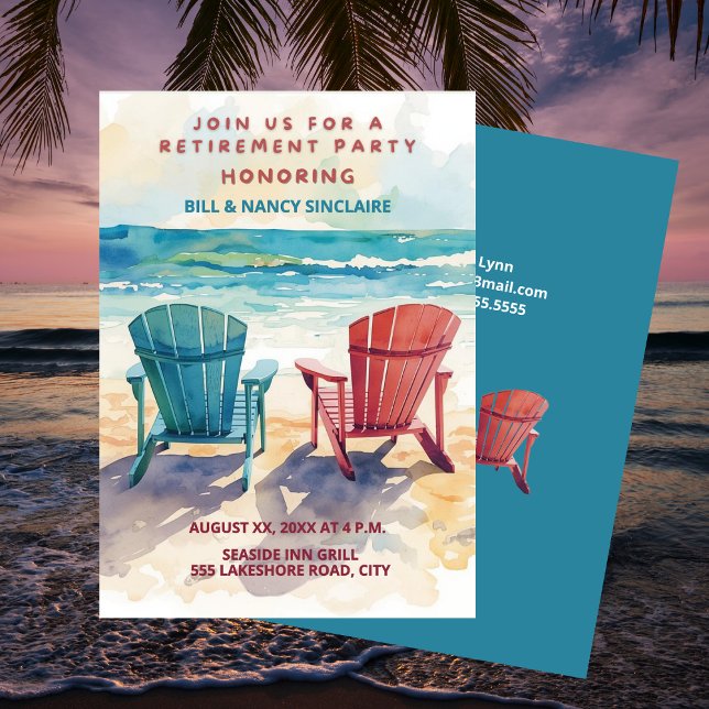 Beach Theme Casual Fun Retirement Party  Invitation (Retirement Party Beach Theme Casual Fun Invitation)