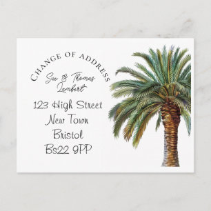 Beach Theme Change of Address with Palm Tree Announcement Postcard