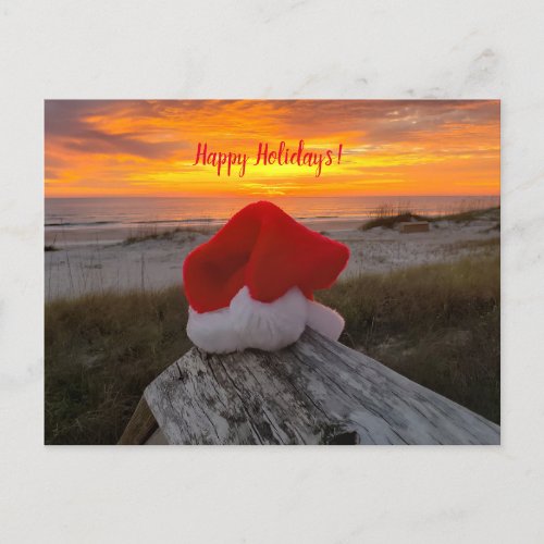 Beach theme Christmas post card