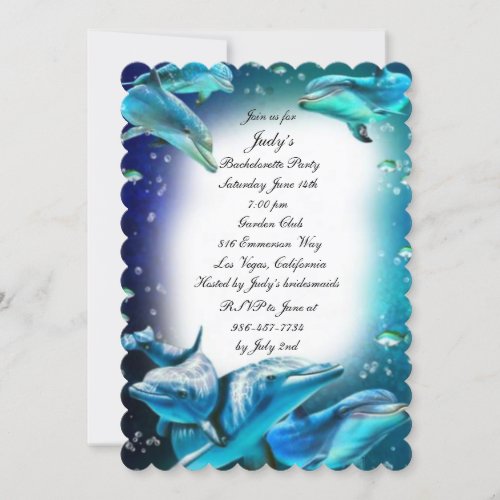 Beach Theme Dolphin Wedding Bachelorette Party Invitation