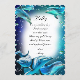 Beach Theme Dolphin Wedding Maid Of Honor Invitation