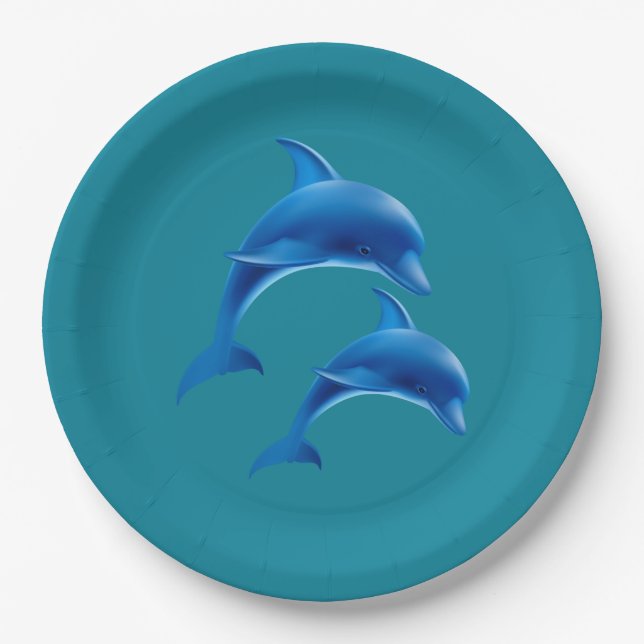 Beach Theme Dolphin Wedding Paper Plate (Front)