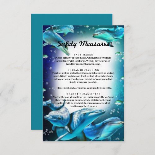 Beach Theme Dolphin Wedding Safety Measures Enclosure Card