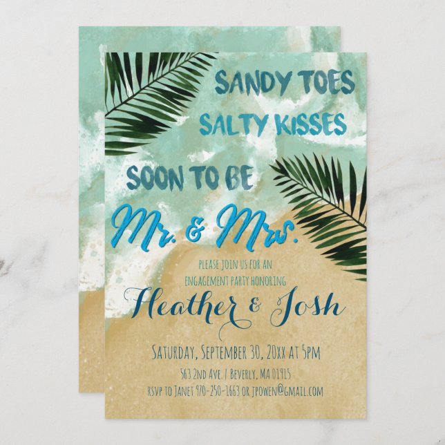 Beach Theme Engagement Party Invitation (Front/Back)