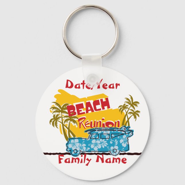 Beach Theme Family Reunion Personalized Keychain (Front)