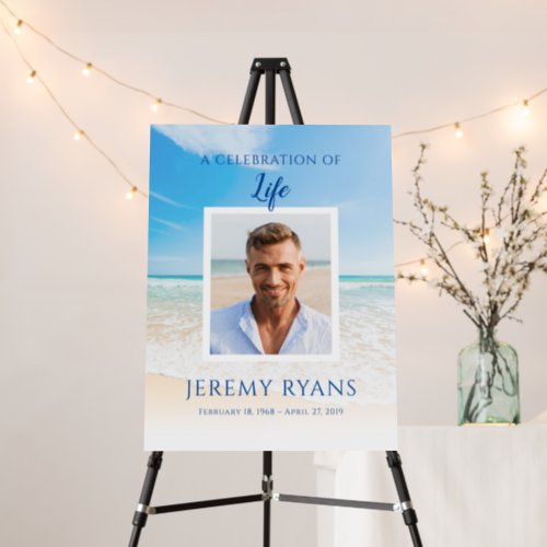 Beach Theme Funeral Memorial Photo Poster Board