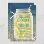 Beach Theme Mason Jar & Starfish Bridal Shower Invitation (Front/Back)