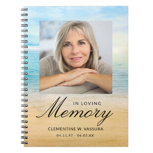 Beach Theme Memorial Funeral Photo Guest Notebook