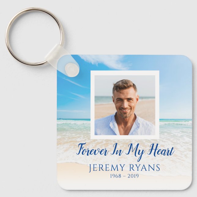 Beach Theme Memorial Keepsake Keychain with Poem (Front)