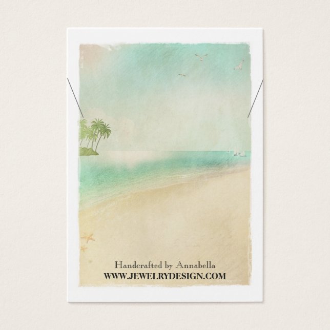 Beach Theme Necklace Holder Custom Jewelry Card (Front)