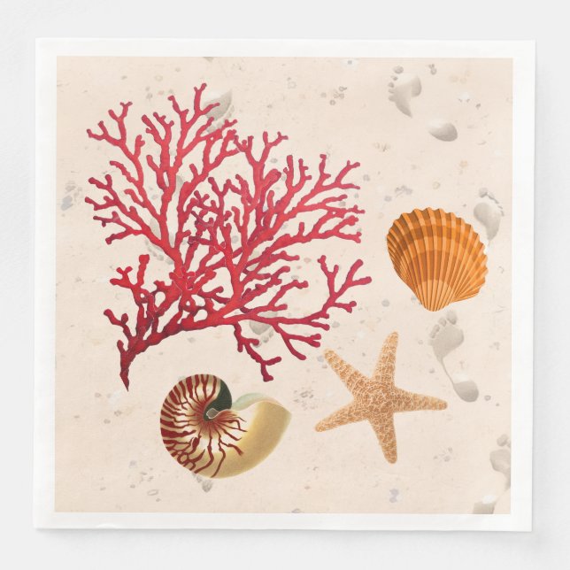 Beach theme party paper dinner napkins (Front)