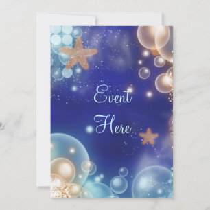 Beach theme party starfish blue invitation
