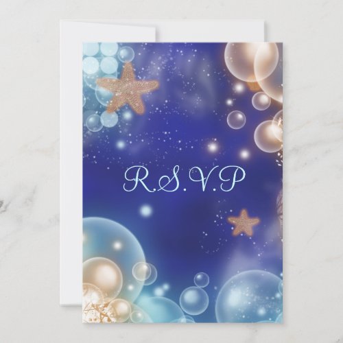Beach theme party starfish blue rsvp personalized invitations