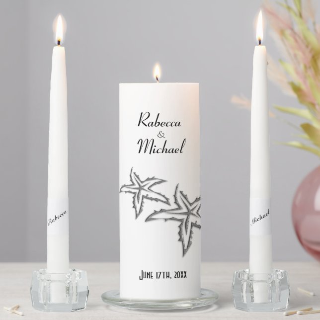 Beach Theme Personalized Wedding Unity Candle Set (In Situ)