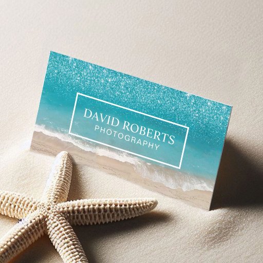 Customizable Beach Theme Photography Modern Photographer Business Card