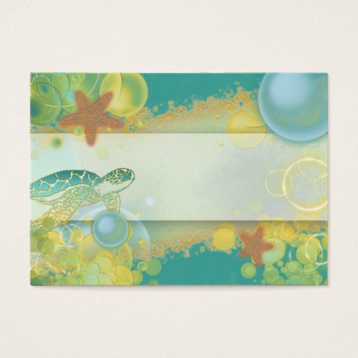 Customizable Beach theme placement cards turtle starfish business cards