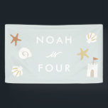 Beach Theme Pool Party Kids Birthday Banner<br><div class="desc">If the little one in your life digs the sand & sea,  this beachy theme is the way to go! 

Shop our entire Beach Collection & other designs today! ☀️⛱️</div>