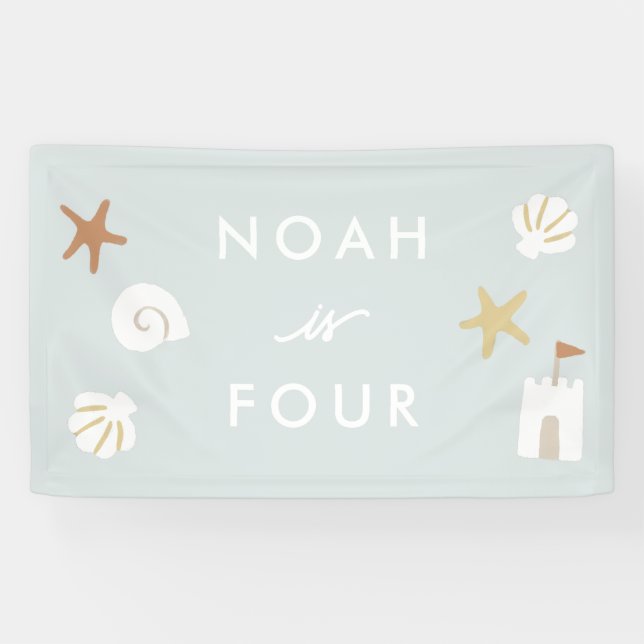 Beach Theme Pool Party Kids Birthday Banner (Horizontal)