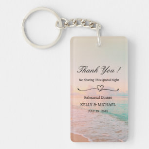 Beach Theme Rehearsal Dinner Favor Keychain